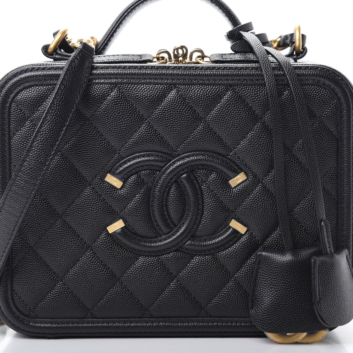 Chanel Caviar Quilted Medium CC Filigree Vanity Case Black 8 of 13