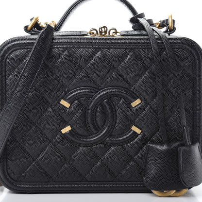 Chanel Caviar Quilted Medium CC Filigree Vanity Case Black 8 of 13