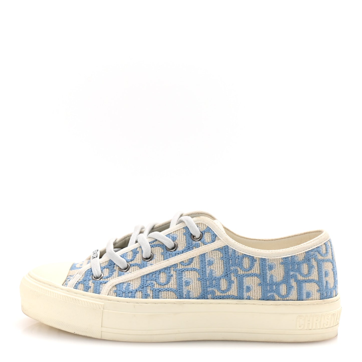 Canvas Oblique Walk'N'Dior Low Top Sneakers 38 Cornflower Blue