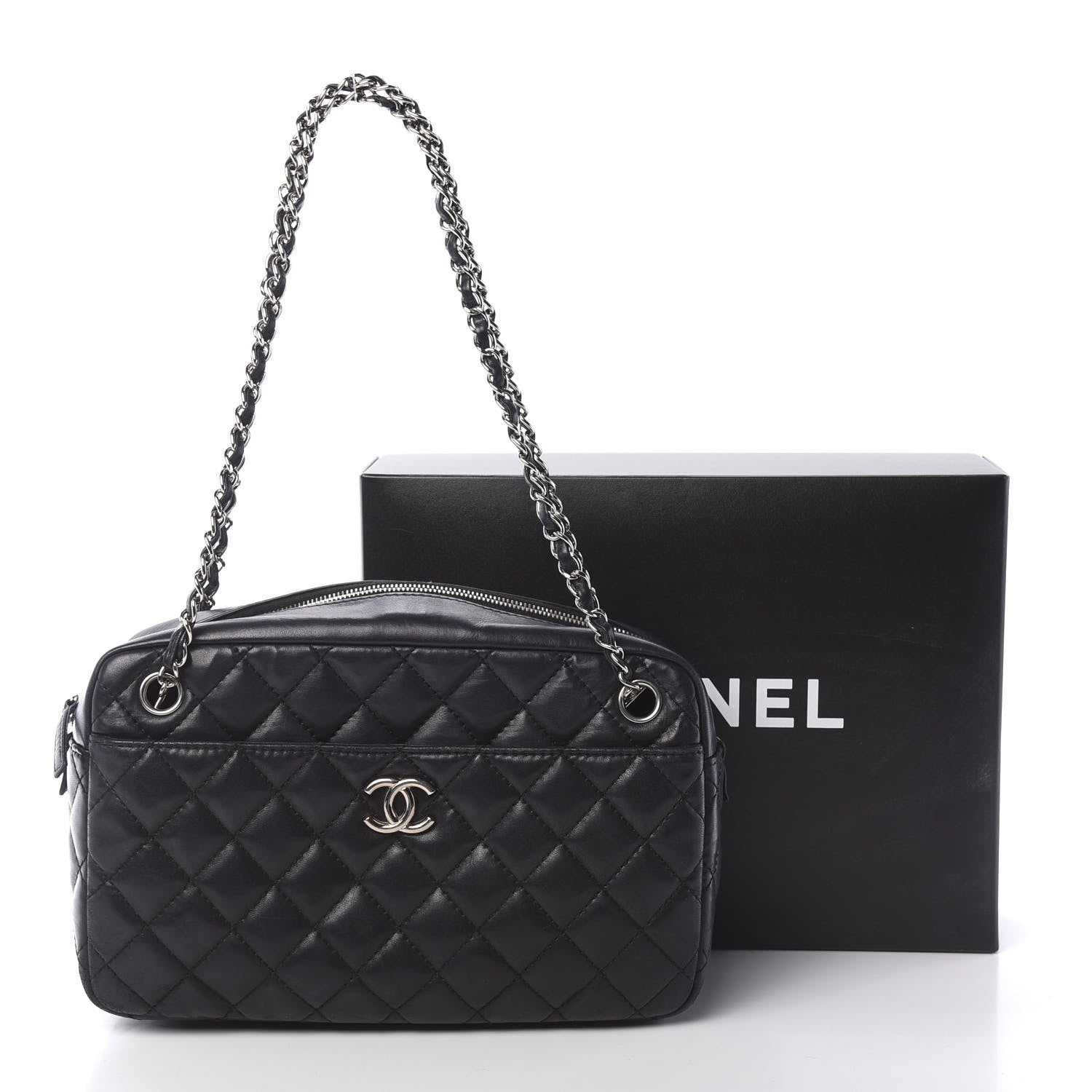 Chanel Lambskin Quilted Medium Camera Case Black 17 of 17