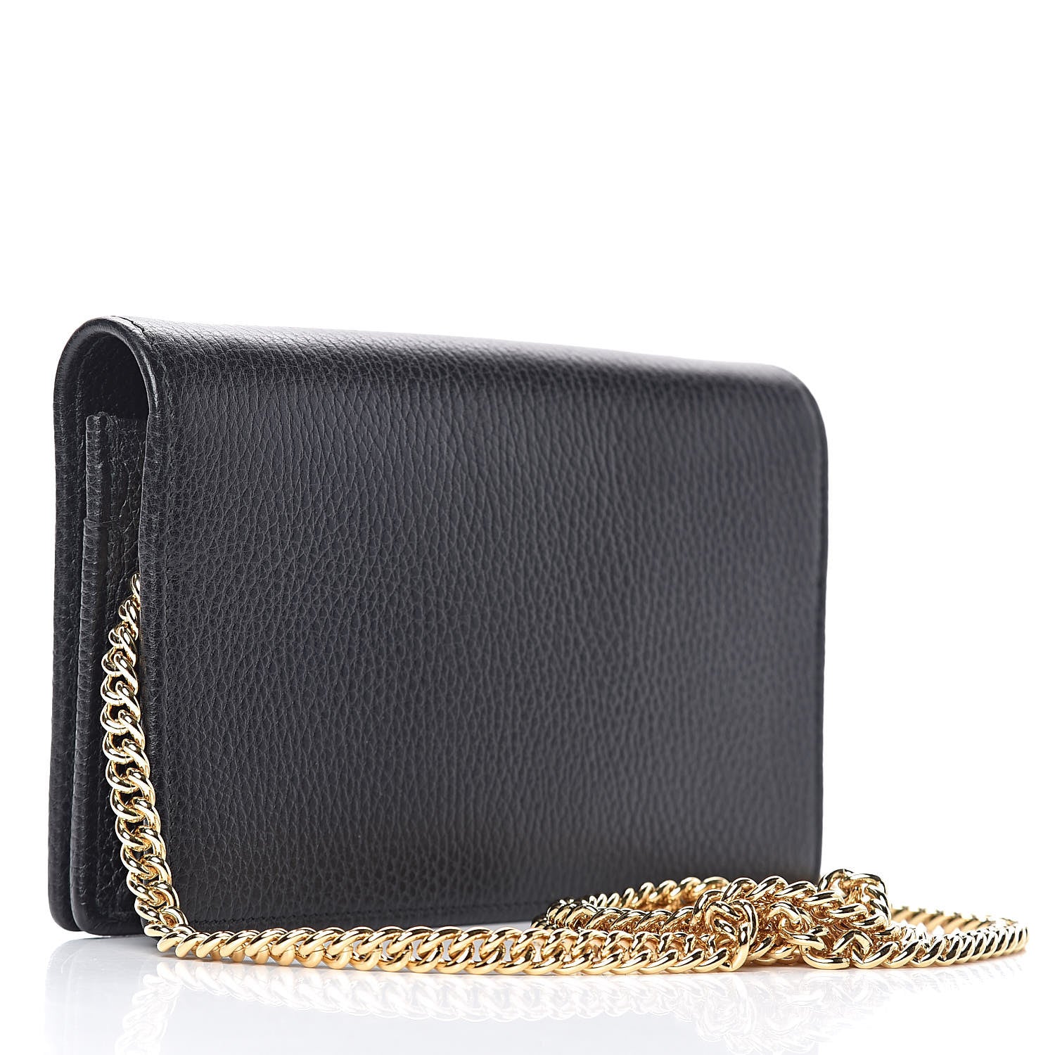 Gucci Calfskin Mini GG Marmont Chain Wallet Black 3 of 9