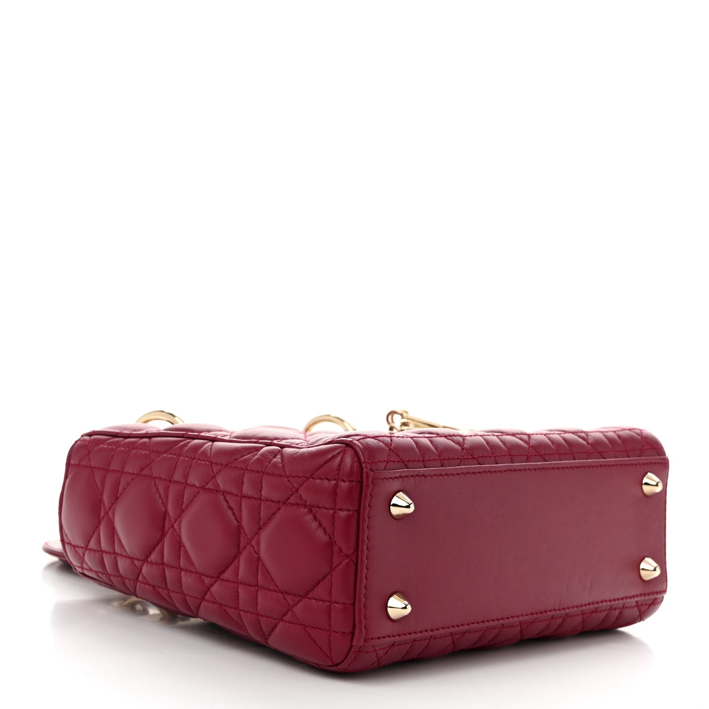 Lambskin Cannage Small Lucky Badges My Lady Dior Scarlet Red