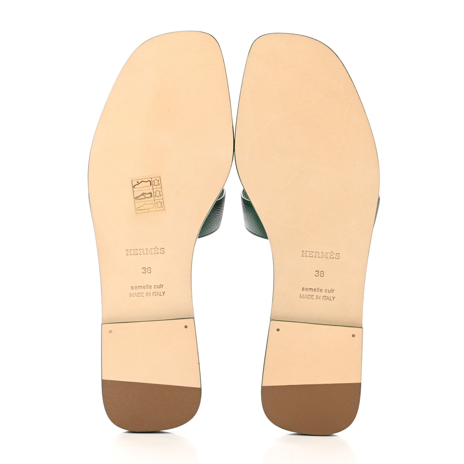 Hermes Epsom Oran Sandals 38 Vert Cactus 5 of 9