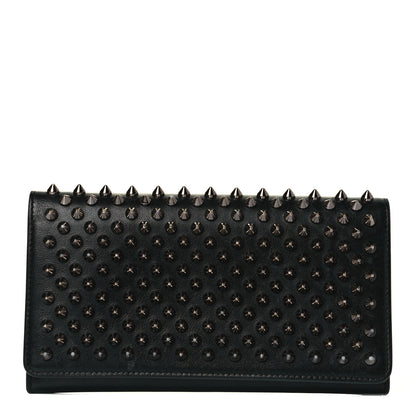 Christian Louboutin Calfskin Macaron Spiked Flap Wallet Black 1 of 10