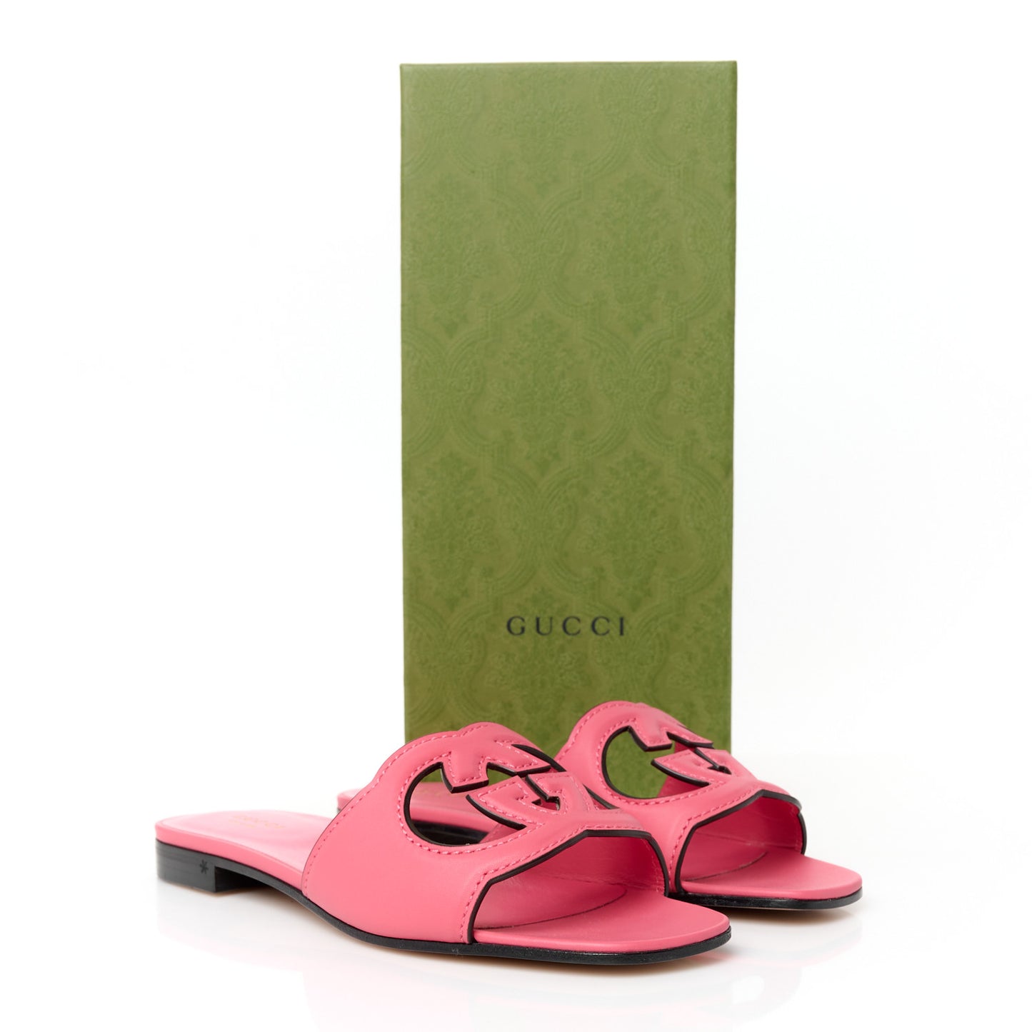 Cosmos Softy Calfskin Interlocking G Cut Out Slide Sandals 38 Rhodamine Pink