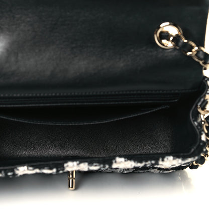 Chanel Tweed Quilted Mini Rectangular Flap Black Ecru White 5 of 12