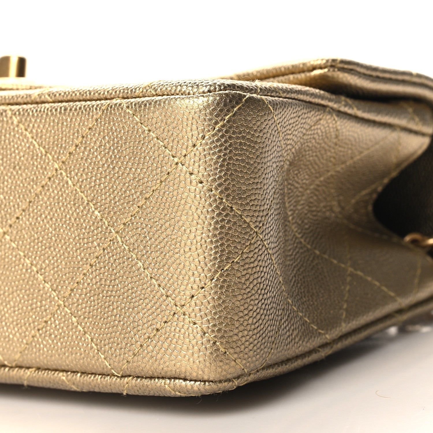 Chanel Metallic Caviar Quilted Mini Top Handle Rectangular Flap Gold 10 of 11