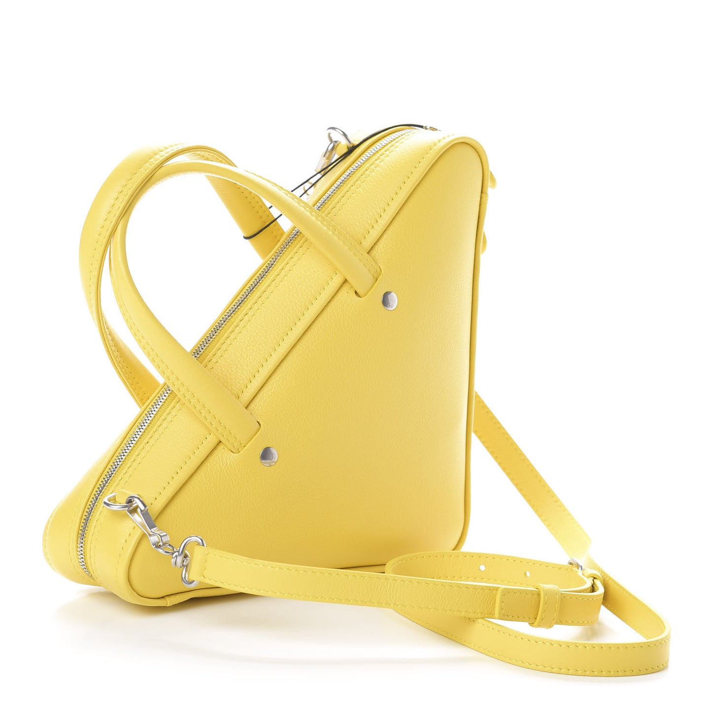 Shiny Day Calfskin Logo XS Triangle Duffle Jaune Black