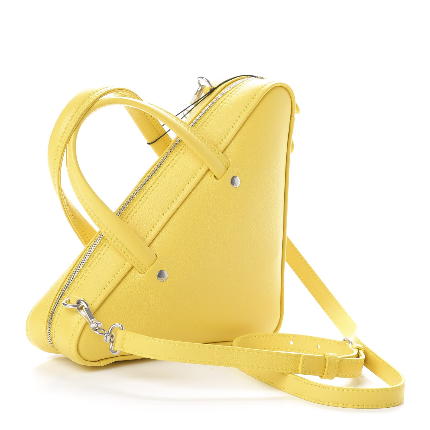 Balenciaga Shiny Day Calfskin Logo XS Triangle Duffle Jaune Black 3 of 9