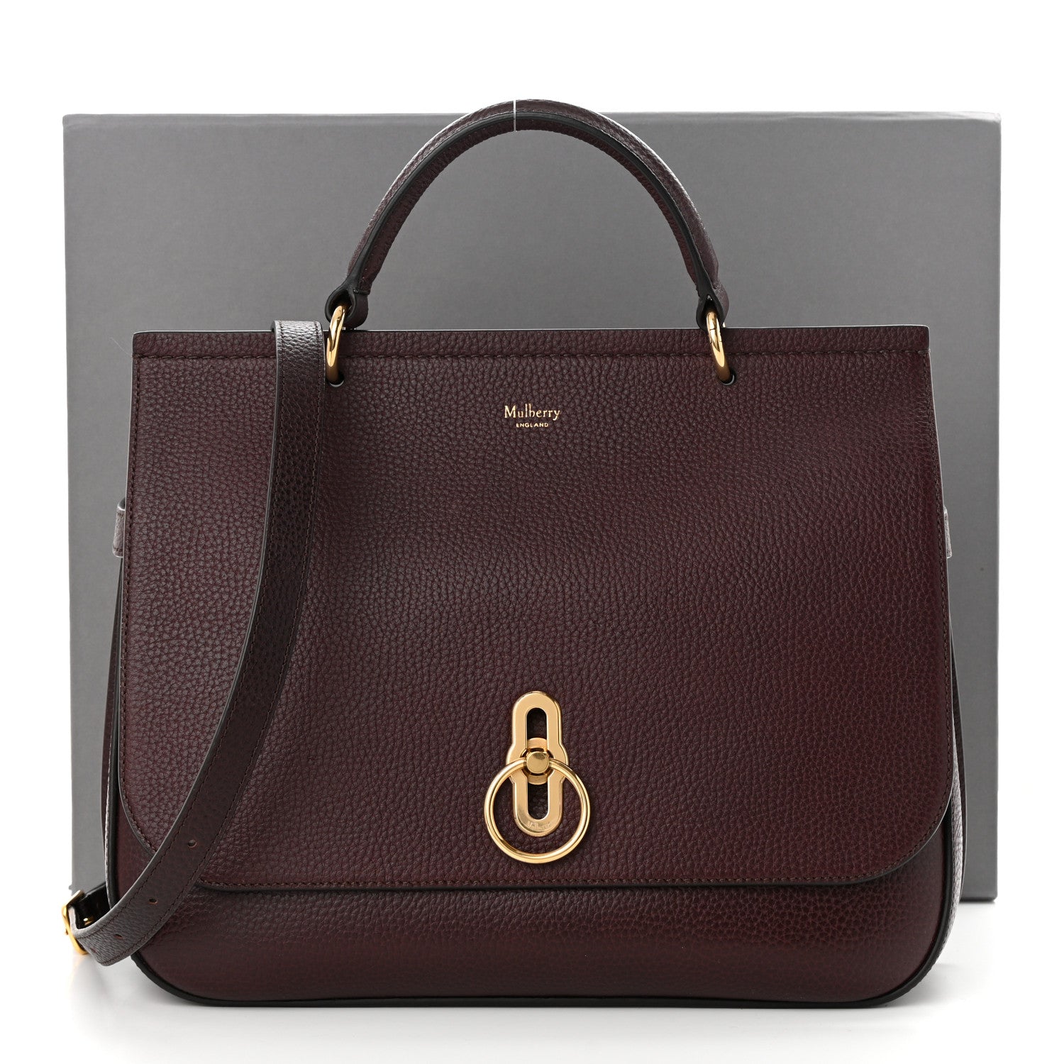 Mulberry Natural Grain Leather Amberley Satchel Oxblood 10 of 10