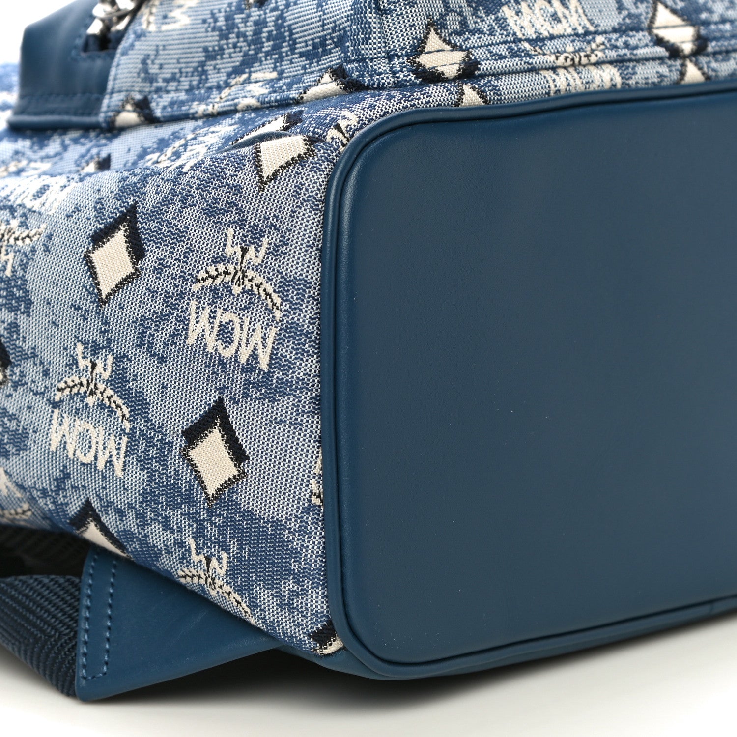 MCM Jacquard Monogram Small Backpack Blue 8 of 9