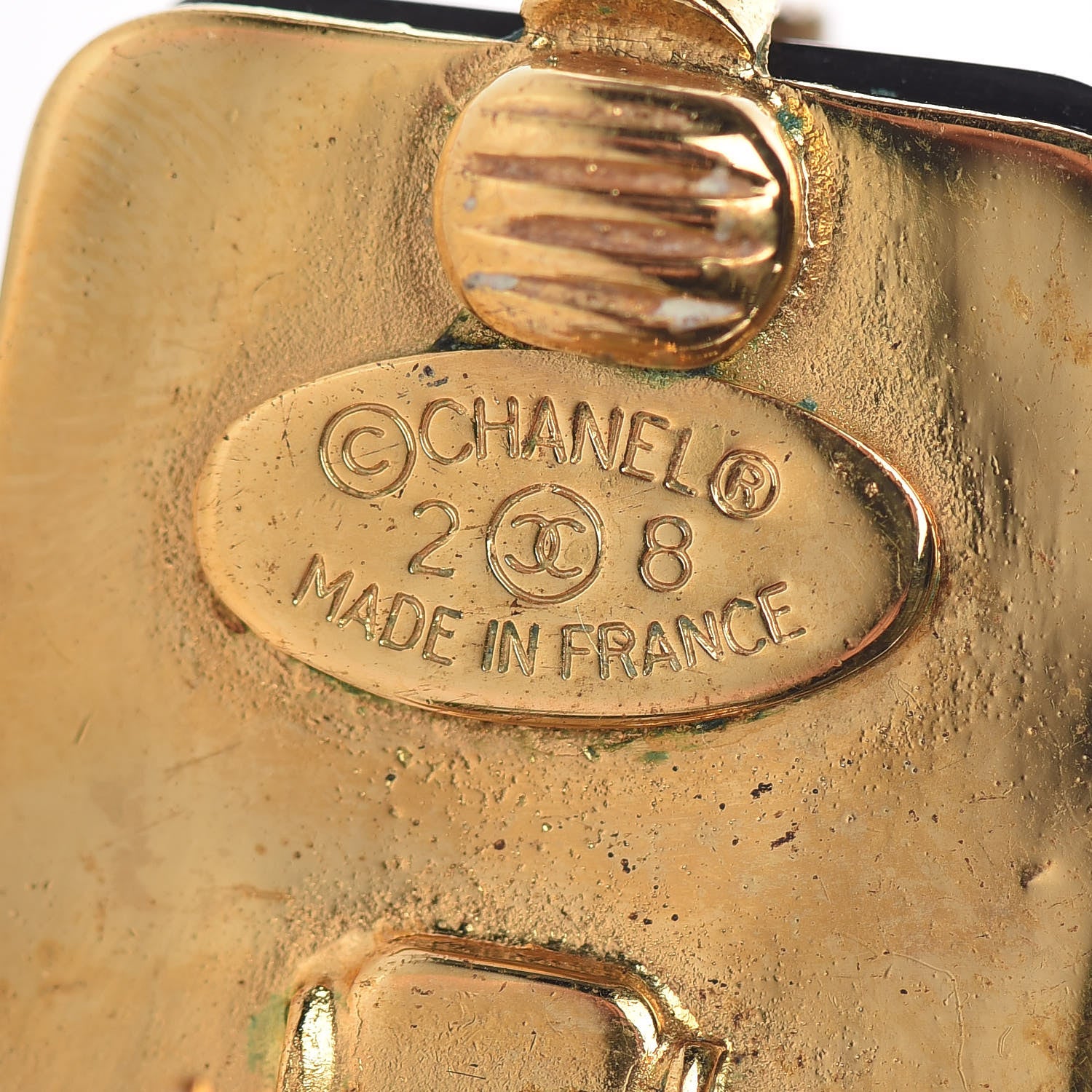 Chanel Resin CC Clip On Earrings Black Gold 4 of 5