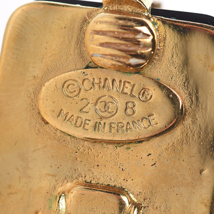 Chanel Resin CC Clip On Earrings Black Gold 4 of 5