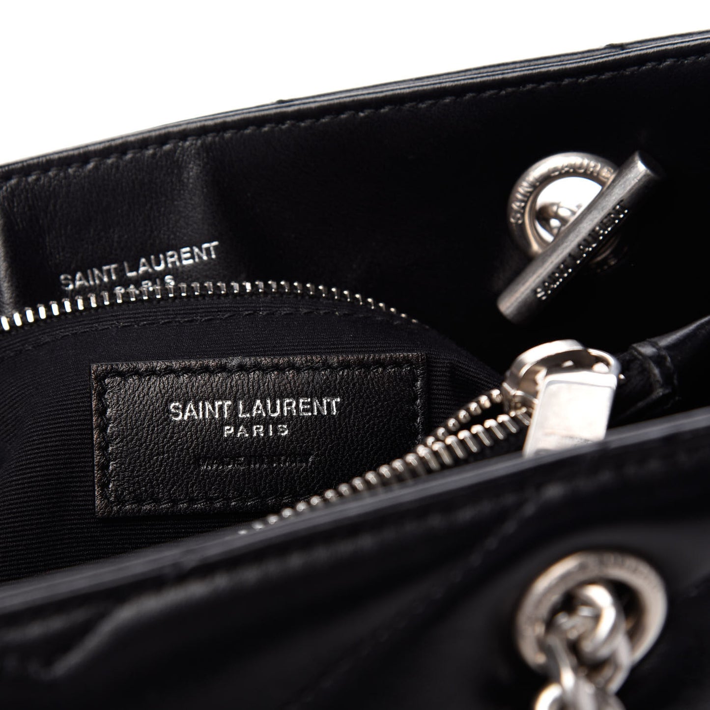 Calfskin Y Quilted Monogram Small Loulou Shopper Black