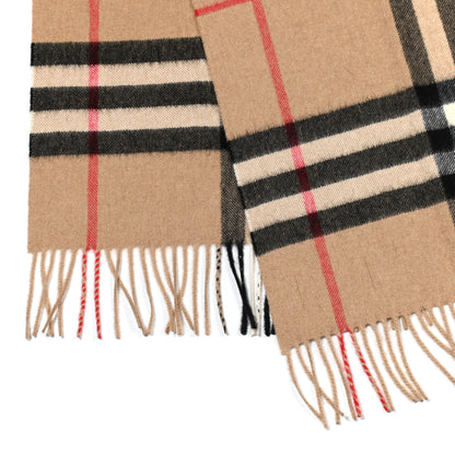 Burberry Cashmere Giant Check Fringe Scarf Camel 3 of 4
