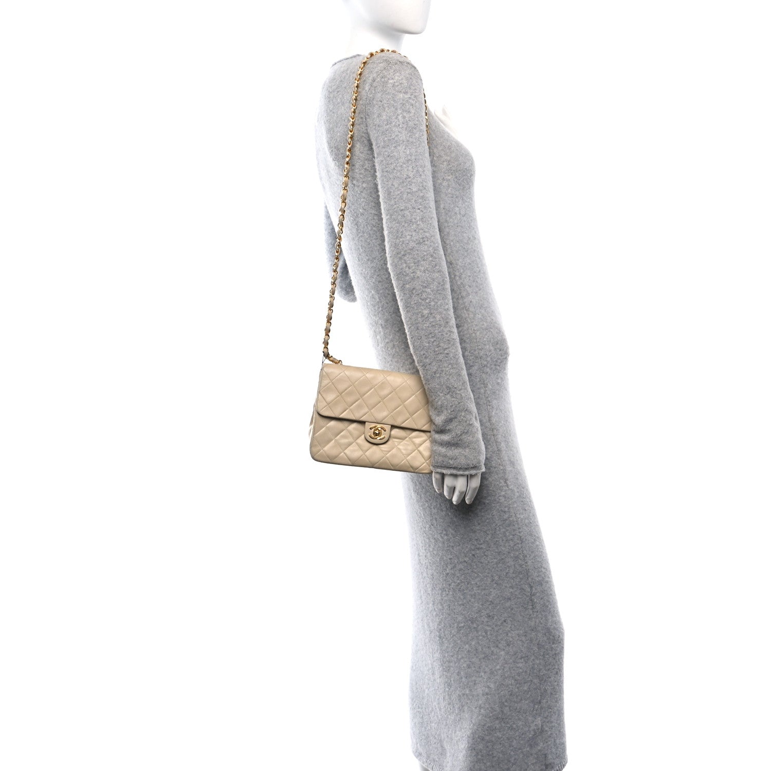 Chanel Lambskin Quilted Small Single Flap Beige 3 of 17