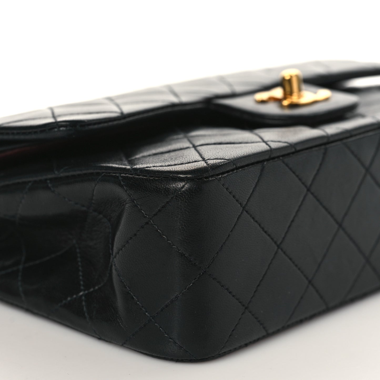 Lambskin Quilted Small Double Flap Black