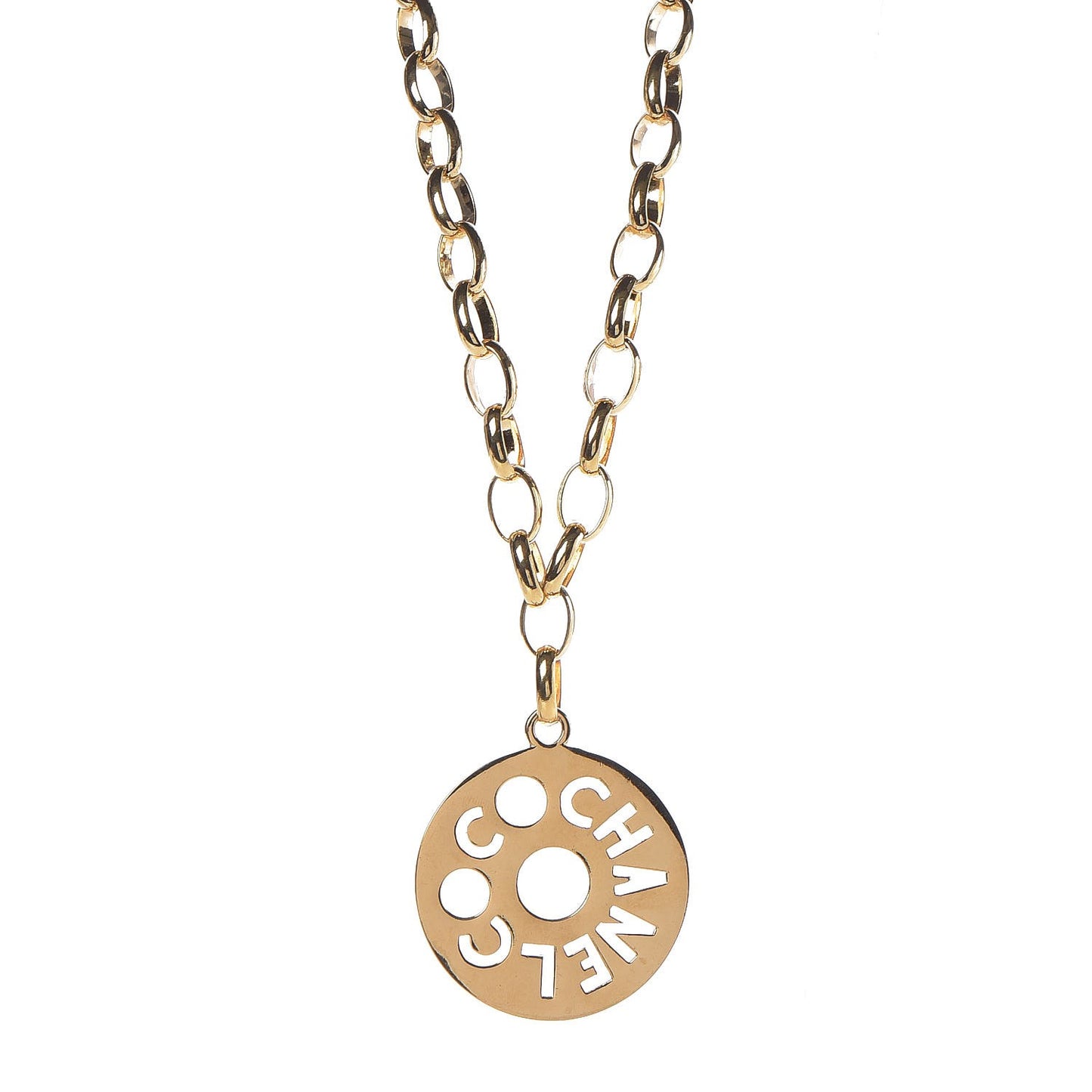 Logo Cut Out Chain Necklace Gold