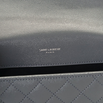 Saint Laurent Grain De Poudre Textured Mixed Matelasse Medium Triquilt Monogram Satchel New Stone 6 of 11