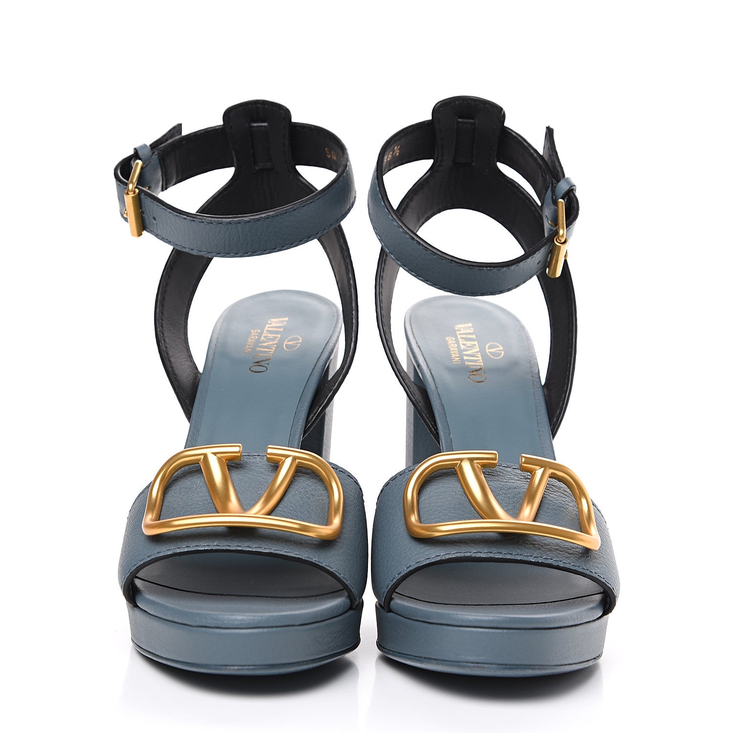 Valentino Garavani Grainy Cowhide VLogo 15/105mm Platform Sandals 38.5 Amadeus 2 of 9