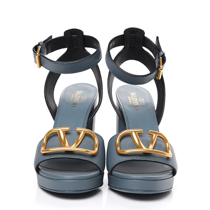 Valentino Garavani Grainy Cowhide VLogo 15/105mm Platform Sandals 38.5 Amadeus 2 of 9