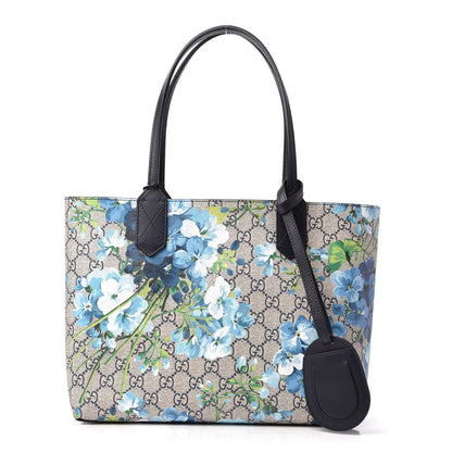 Gucci GG Supreme Monogram Blooms Small Reversible Tote Beige Blue Navy 1 of 10