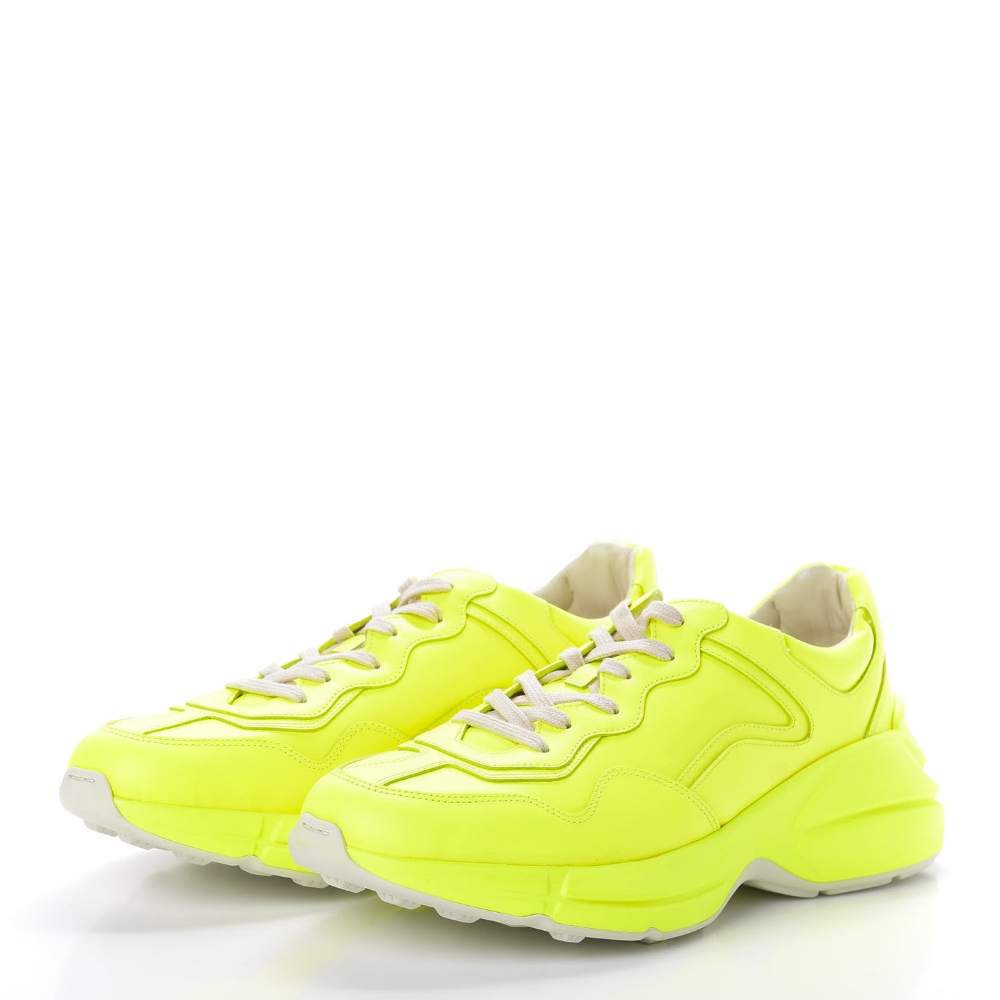 Calfskin Mens Rhyton Sneakers 10 Yellow Fluo