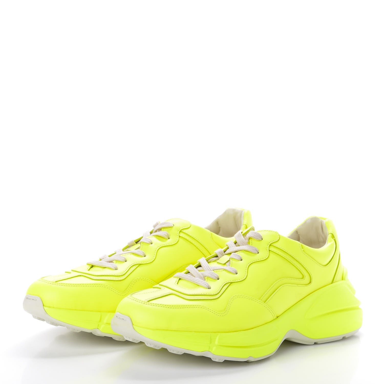 Gucci Calfskin Mens Rhyton Sneakers 10 Yellow Fluo 3 of 7