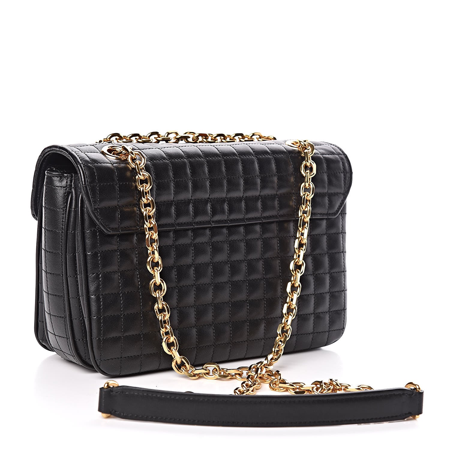Celine Calfskin Quilted Medium C Bag Black 3 of 9