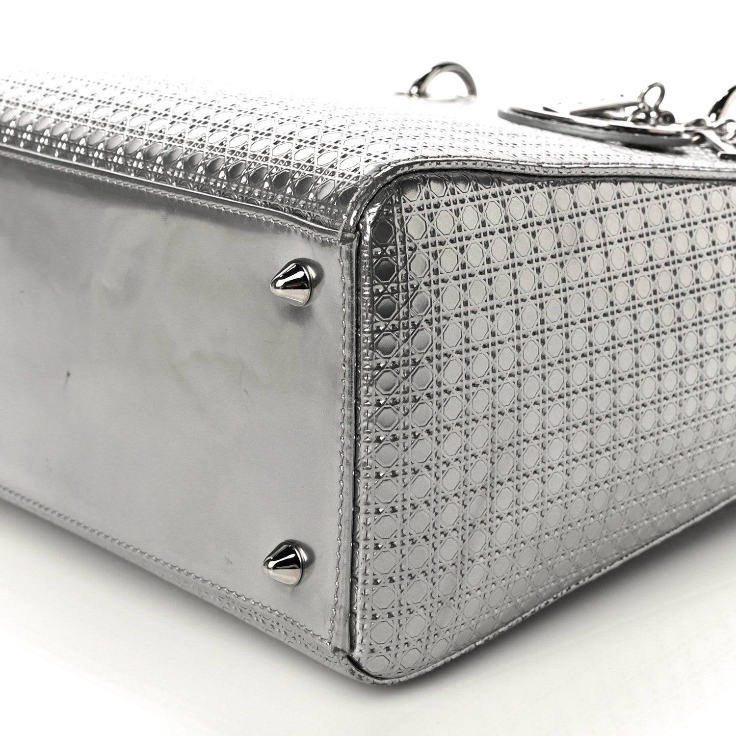 Christian Dior Metallic Patent Micro-Cannage Medium Lady Dior Silver 7 of 11