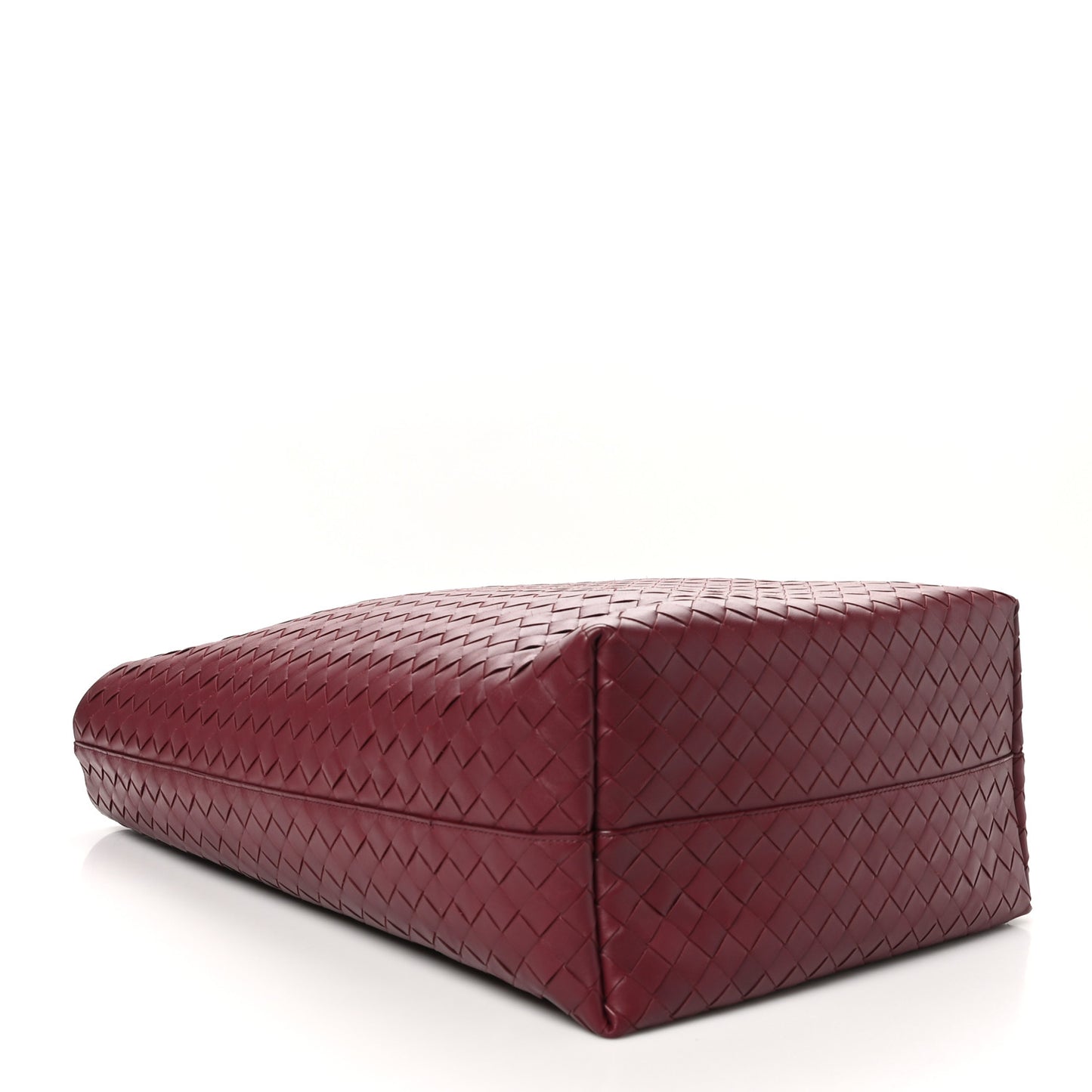 Calfskin Intrecciato Large North South Tote Bag Burgundy