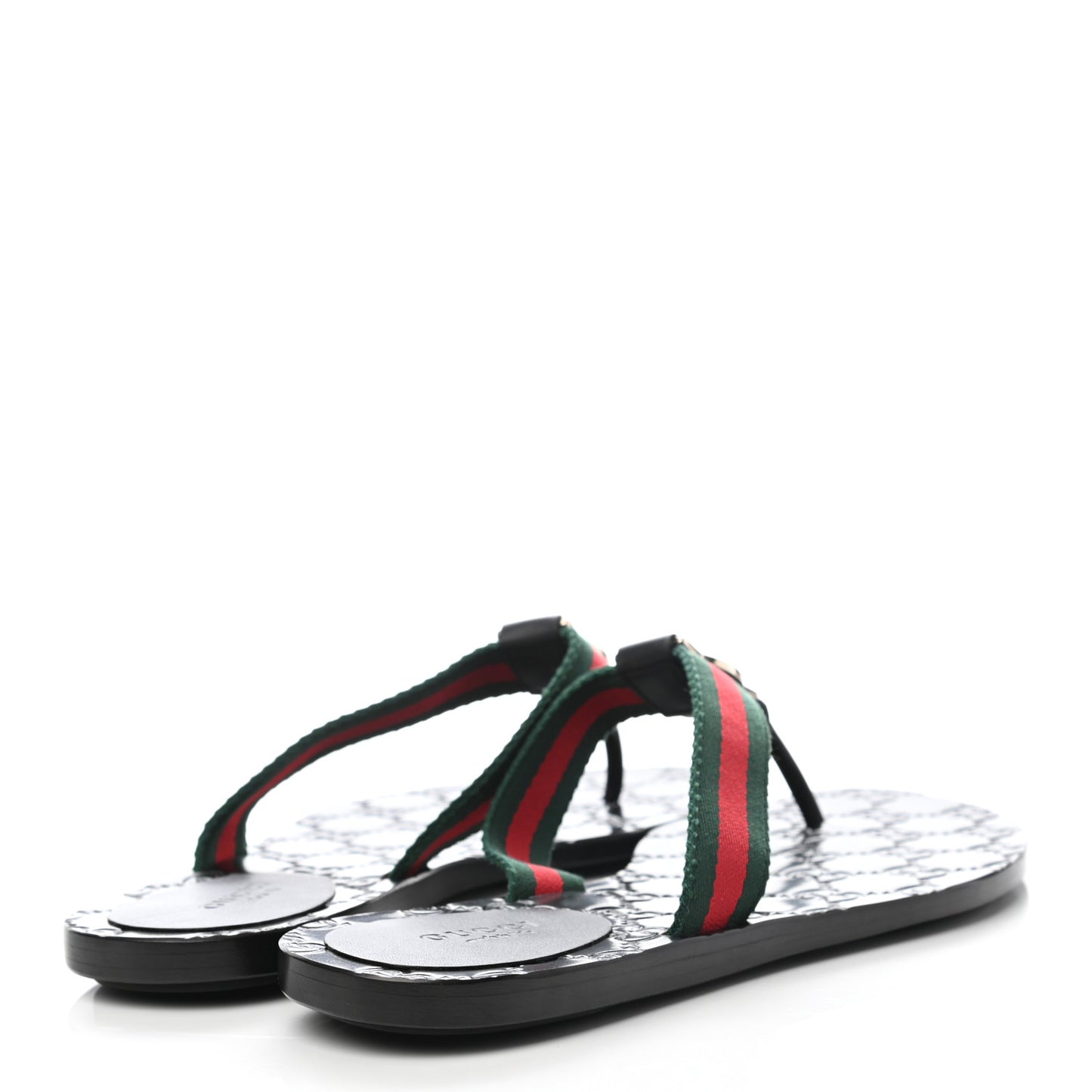 Nylon Guccissima Web Womens Thong Sandals 37 Green Red Black