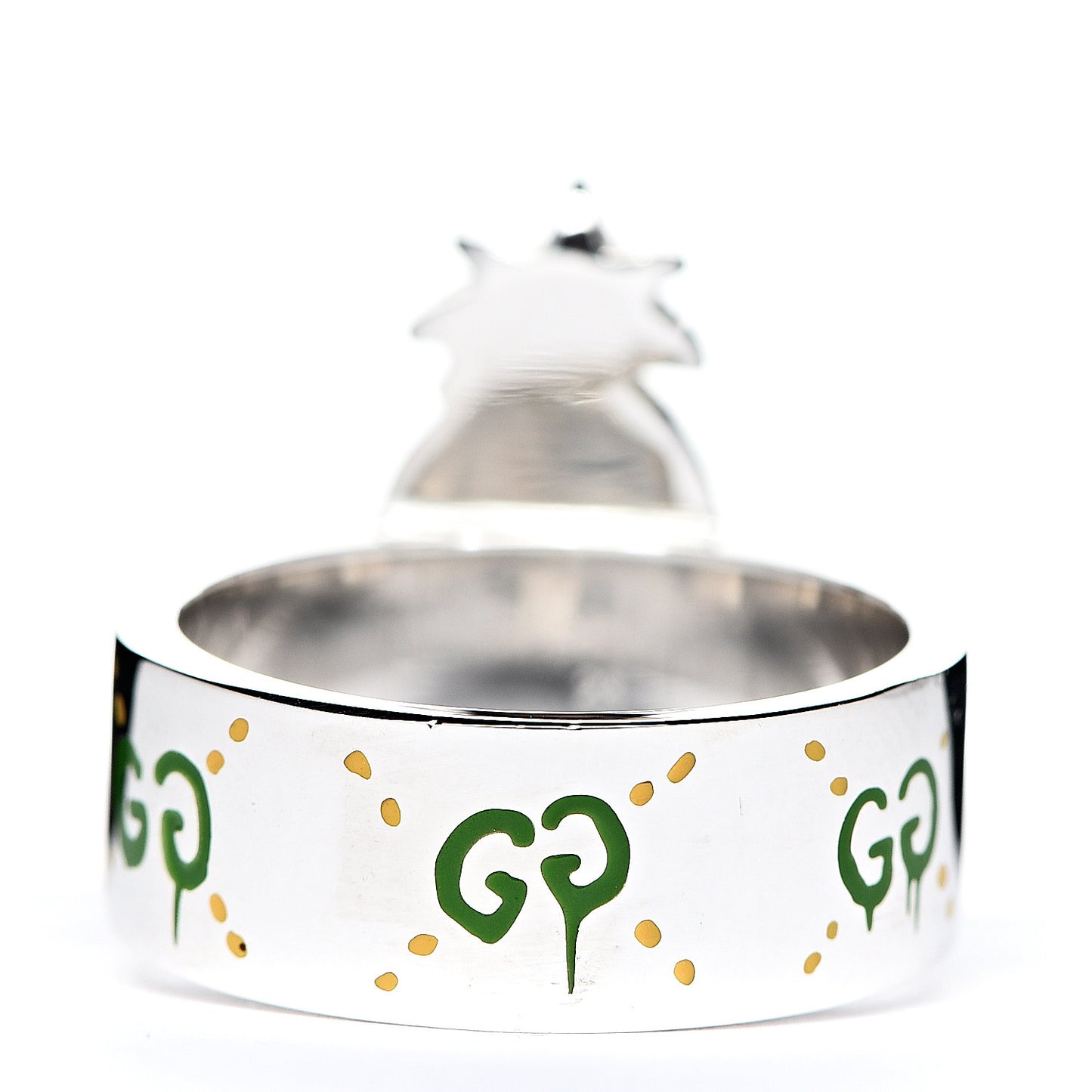 Sterling Silver Enamel GucciGhost Pineapple Ring 63 10.25