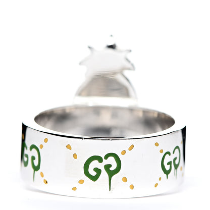 Gucci Sterling Silver Enamel GucciGhost Pineapple Ring 63 10.25 2 of 5