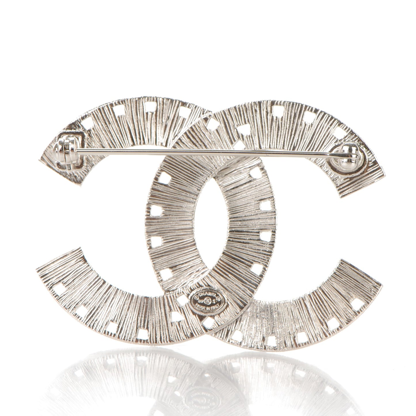Baguette Crystal CC Brooch Silver Blue