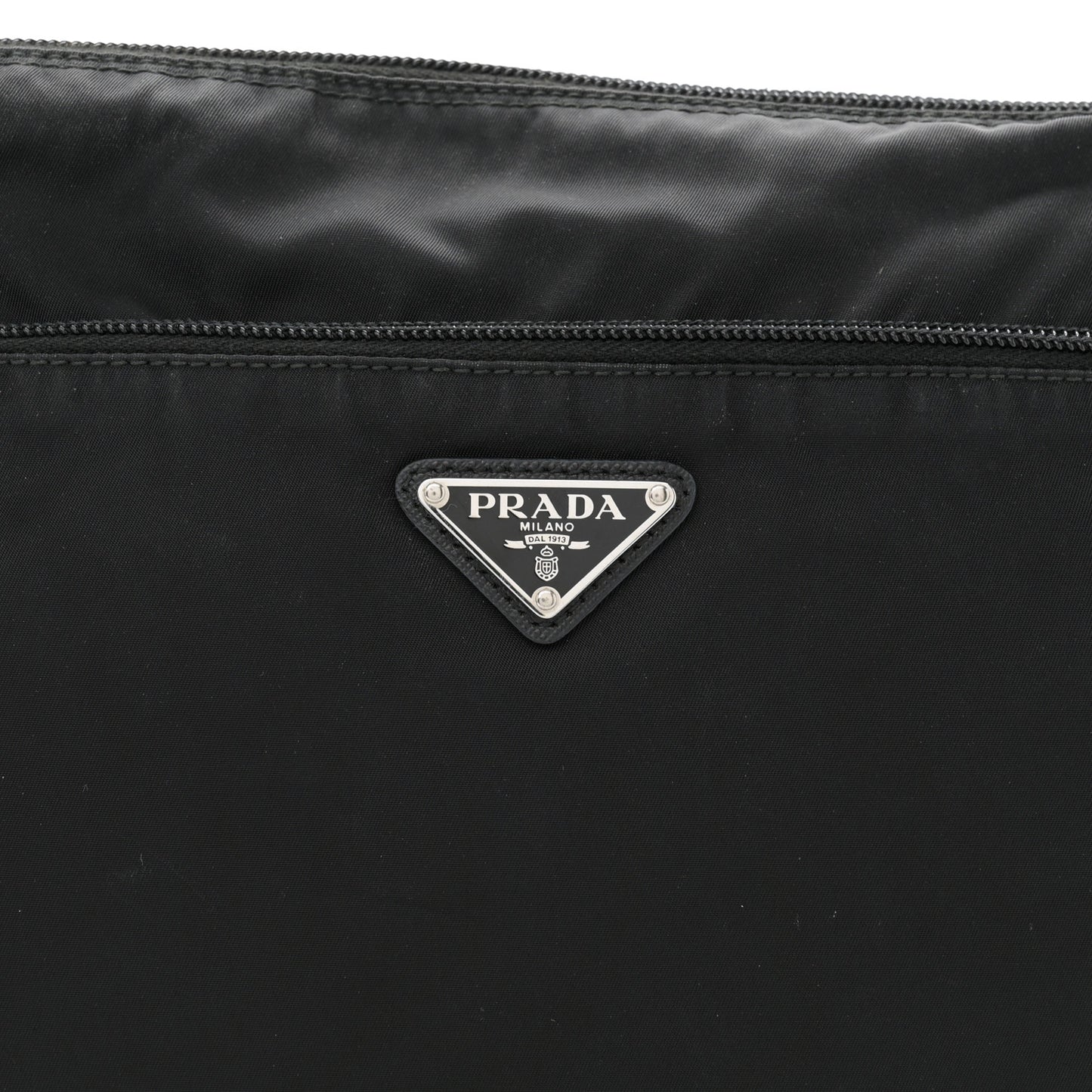 Re-Nylon Vela Saffiano Pocket Double Zip Messenger Bag Black