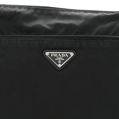 Prada Re-Nylon Vela Saffiano Pocket Double Zip Messenger Bag Black 8 of 10