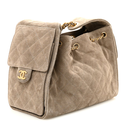 Chanel Suede Quilted Small Chanel 25 Handbag Dark Grey 3 of 11