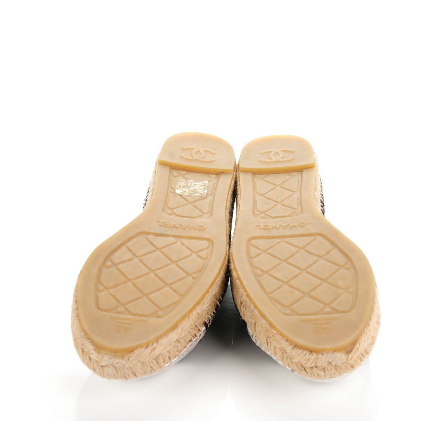 Tweed Lambskin CC Espadrilles 42 Black Silver