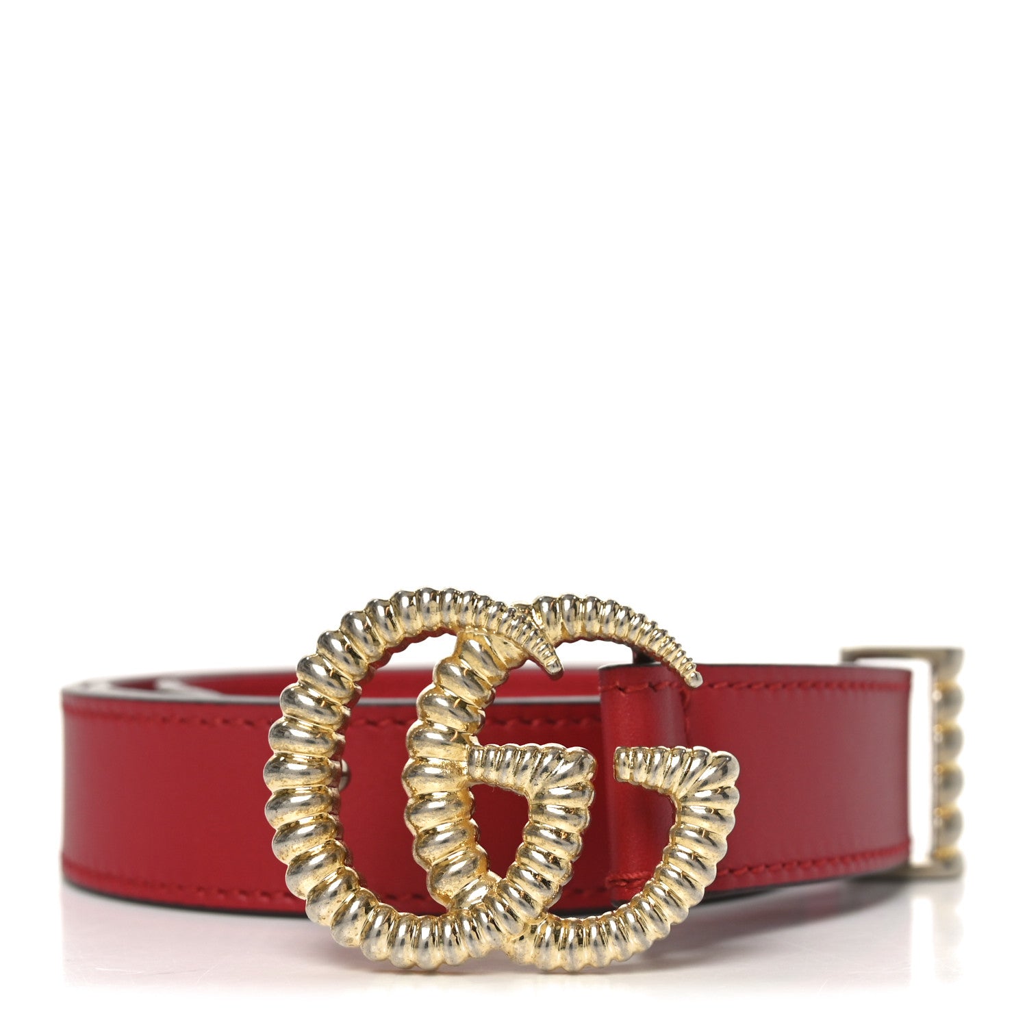 Gucci Moon Calfskin Torchon Double G 25mm Belt 75 30 Hibiscus Red 1 of 4