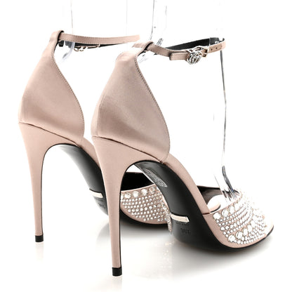 Gucci Satin Crystal Ankle Strap Sandal Pumps 38.5 Skin Rose 5 of 8