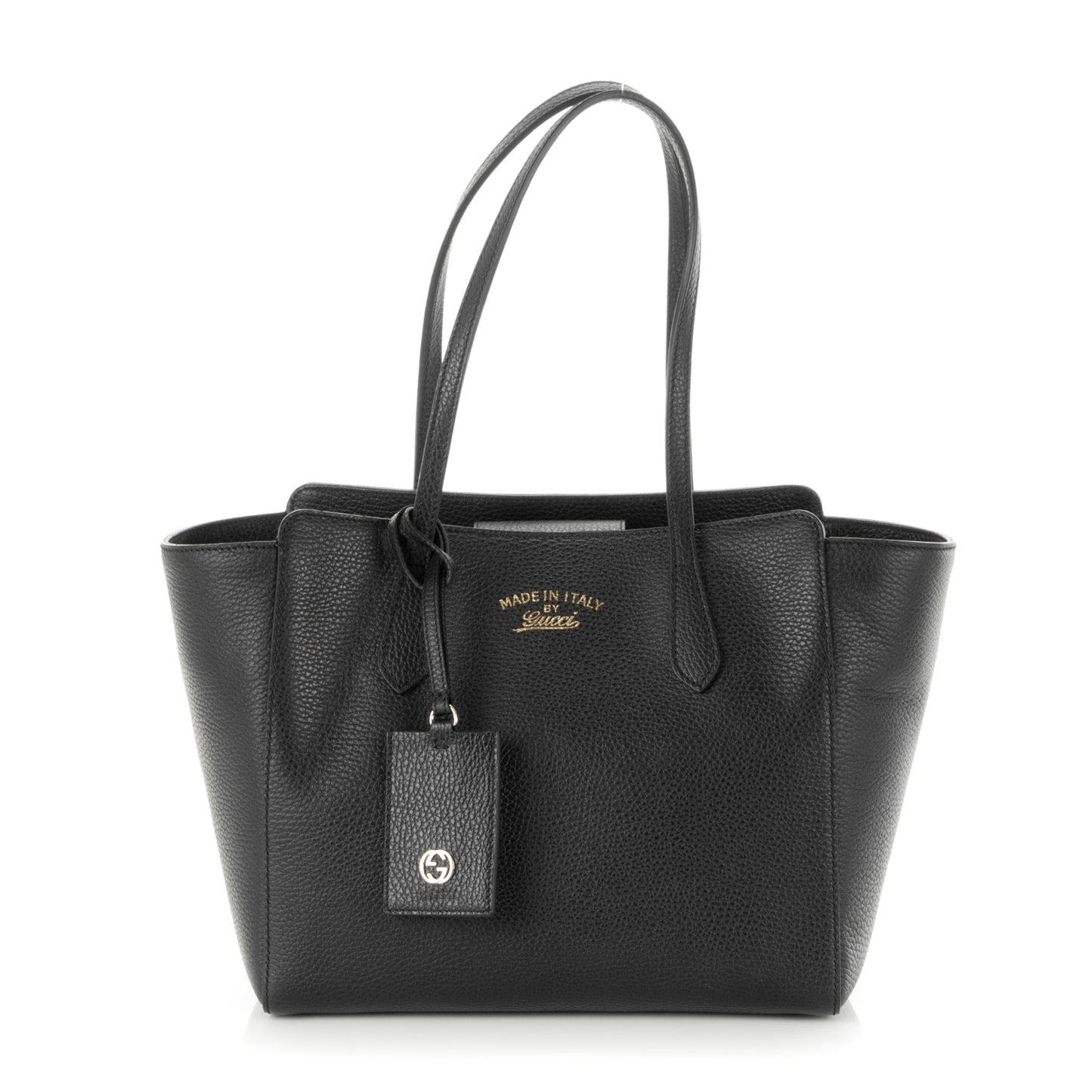 Pebbled Calfskin Small Swing Tote Black