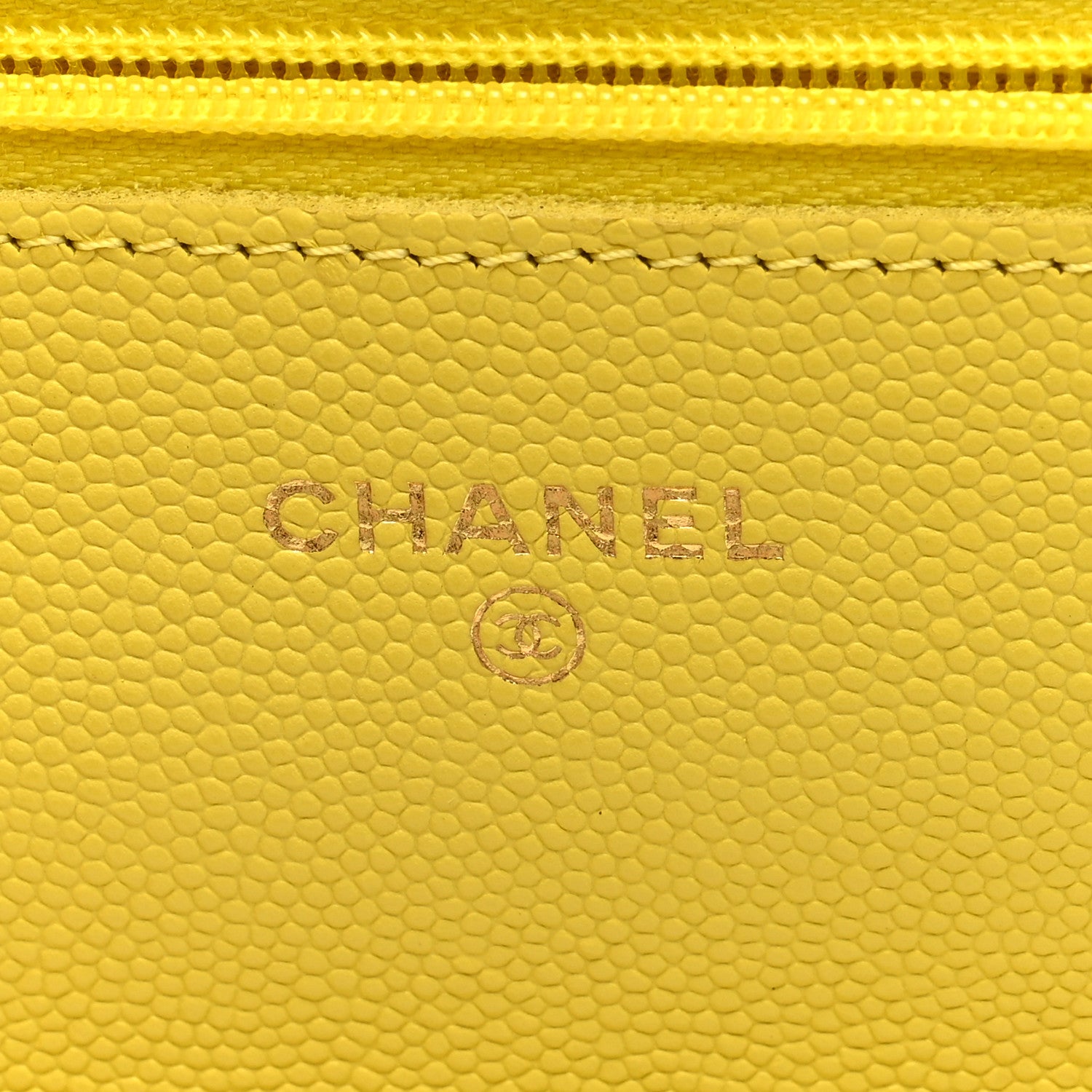 Chanel Caviar Quilted Wallet on Chain WOC Yellow 6 of 10