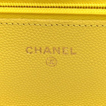 Chanel Caviar Quilted Wallet on Chain WOC Yellow 6 of 10