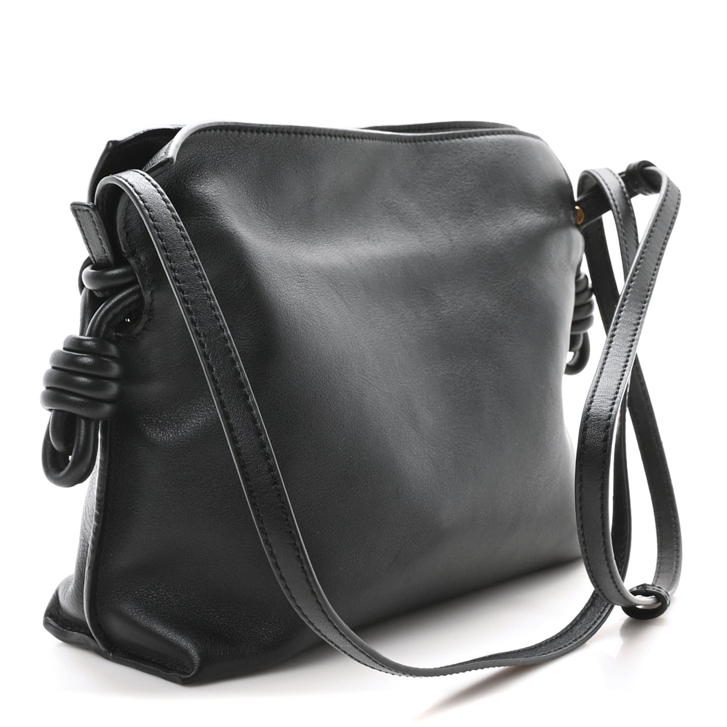 Calfskin Mini Flamenco Knot Clutch Black