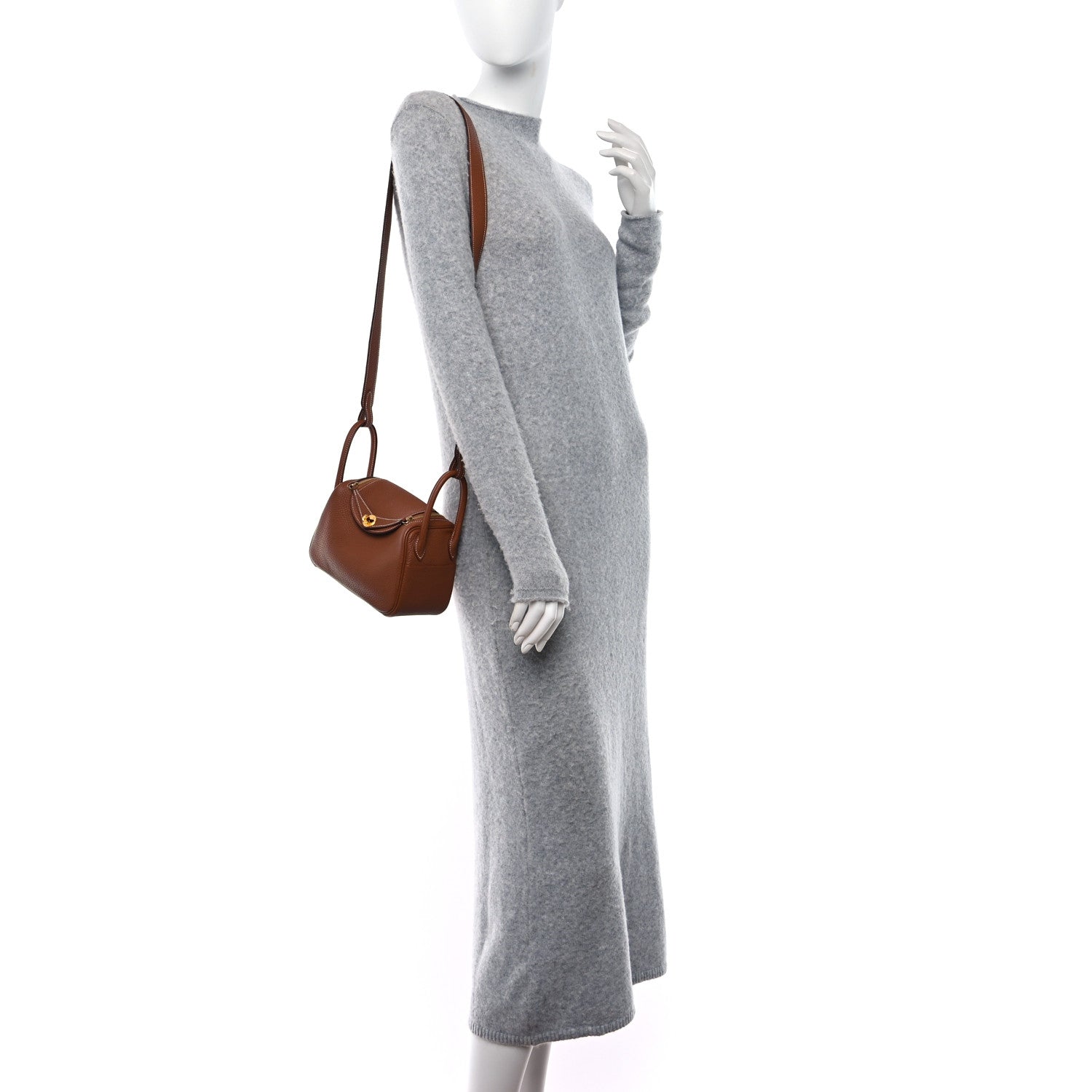 Hermes Taurillon Clemence Mini Lindy 20 Gold 2 of 9
