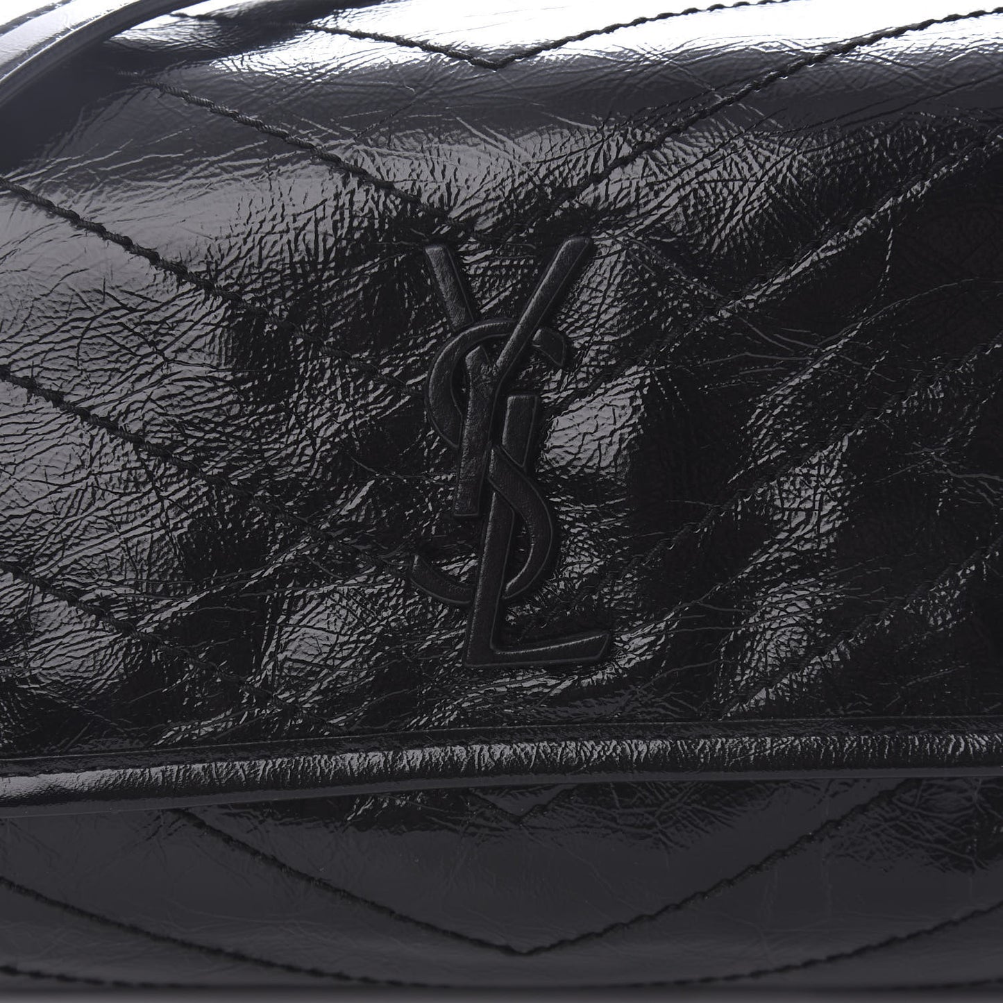 Crinkled Calfskin Matelasse Monogram Niki Body Bag Black