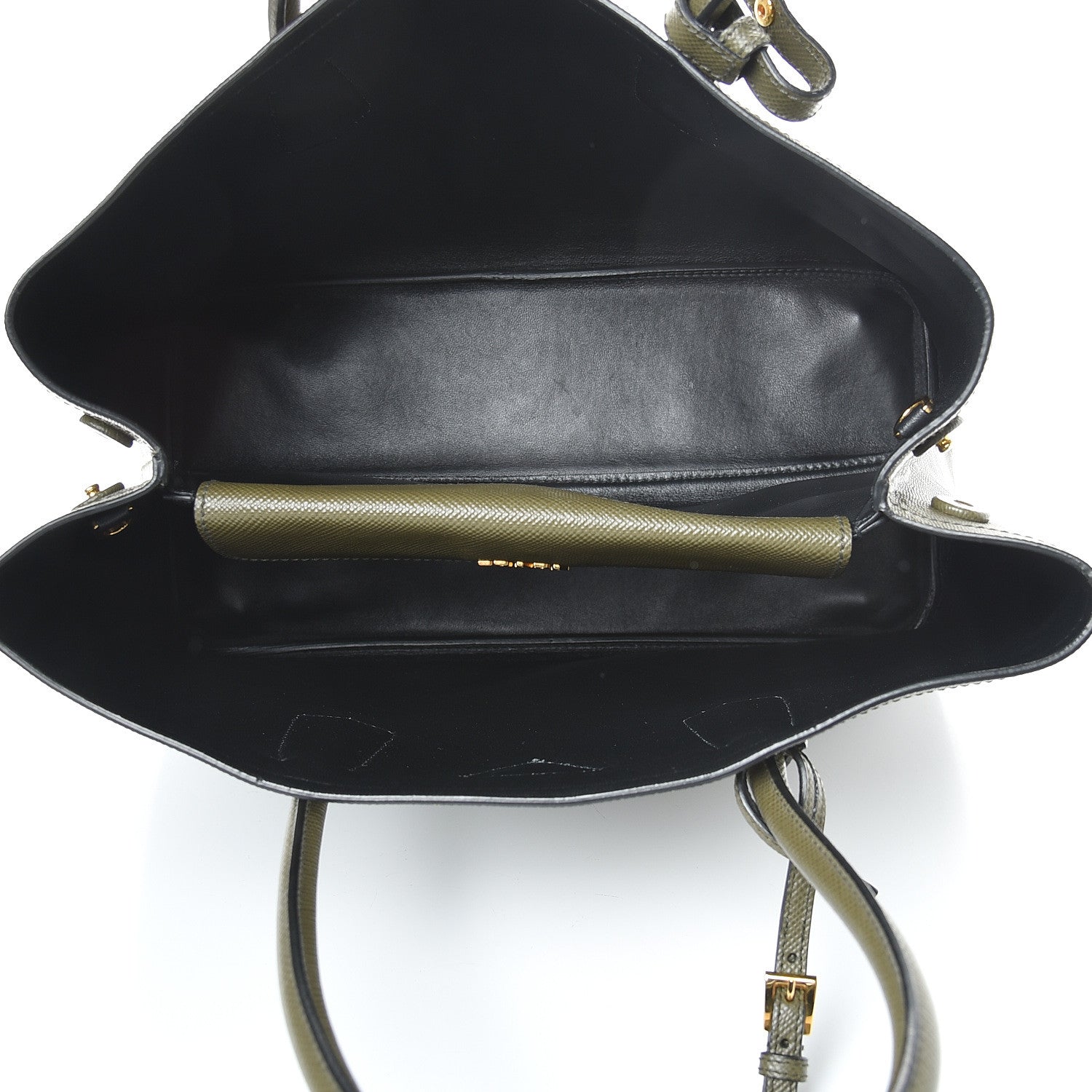Prada Saffiano Cuir Medium Double Bag Militare Black 4 of 11