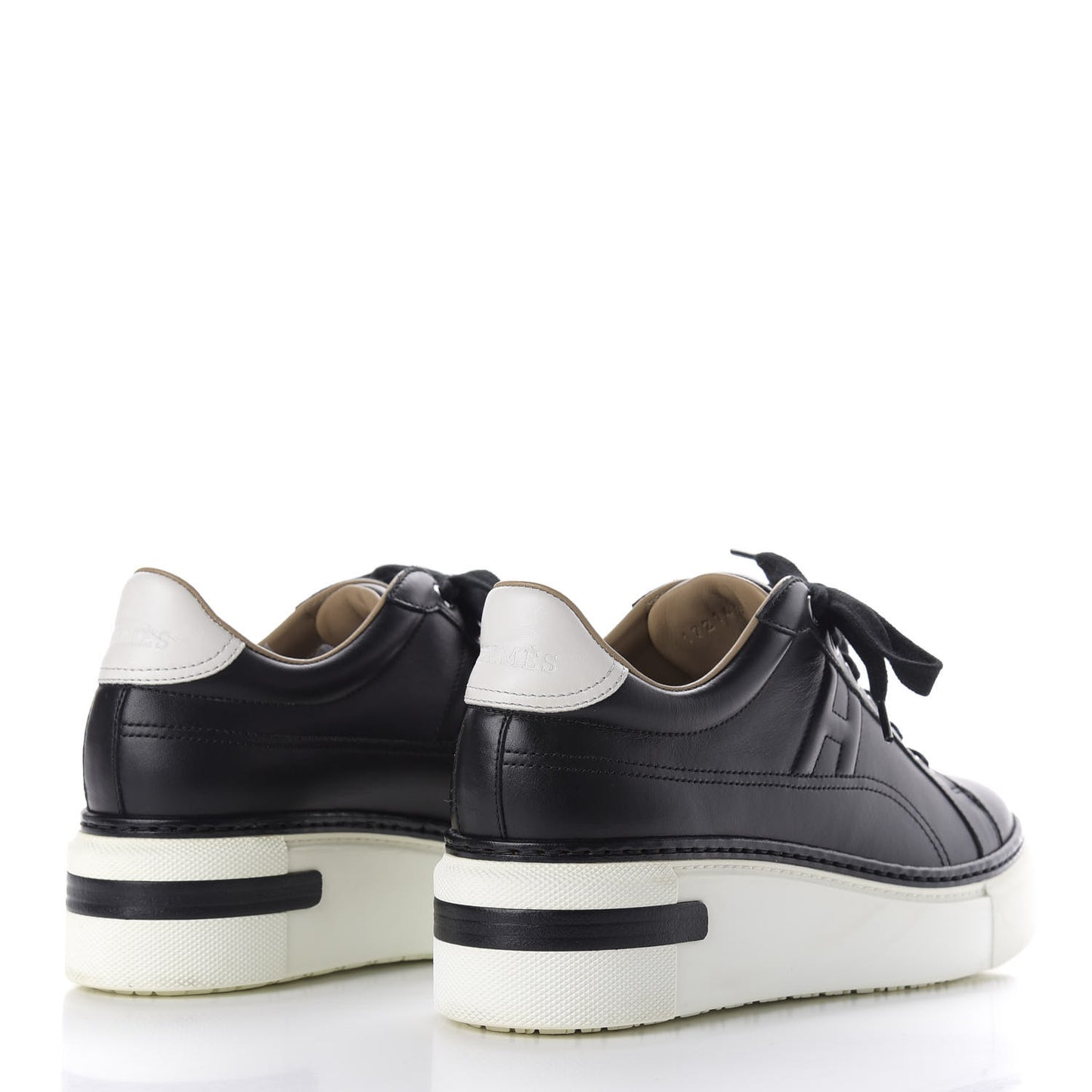 Calfskin Polo Sneakers 38 Black White