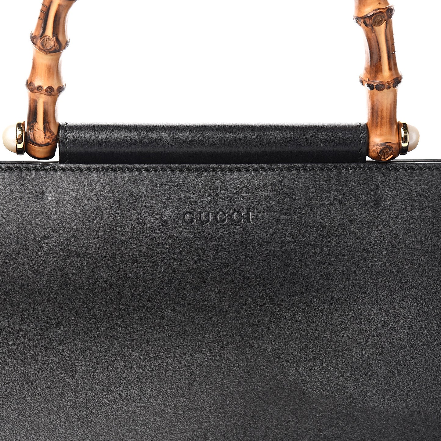 Nappa Bamboo Web Medium Nymphaea Top Handle Bag Black